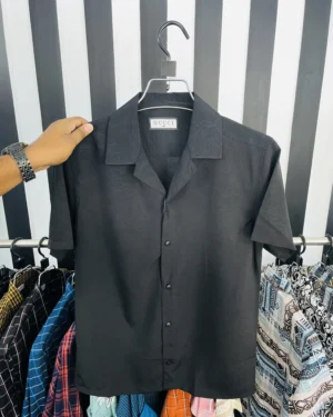 Cuban Summer Shirt For Men | Half Sleeve | Black