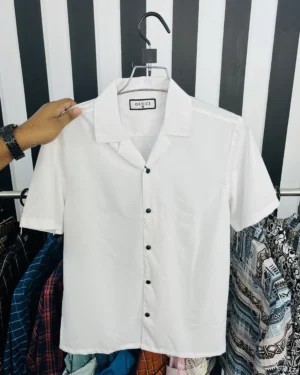 Cuban Summer Shirt For Men | Half Sleeve | White