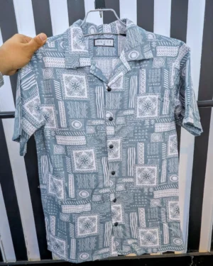 Cuban Collar Summer Print Shirt - 01