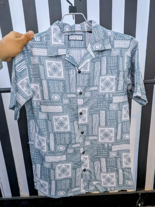 Cuban Collar Summer Print Shirt - 01